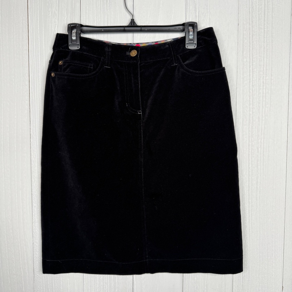 Boden Black Five-Pocket Velvet Pencil Cotton Skirt Size 6L